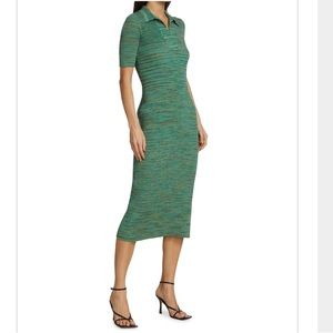 Derek Lam 10 Crosby Cianna Green Rib-Knit Space-dyed Midi Sweater Dress Sz XL/14